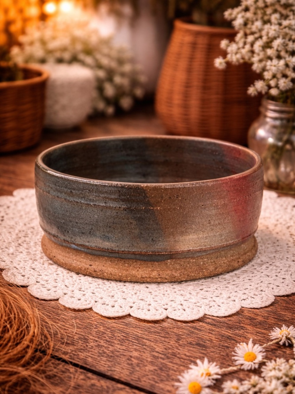 Vintage Artisan Signed Peggy Studio Stoneware Pottery Multicolor Bowl‎
